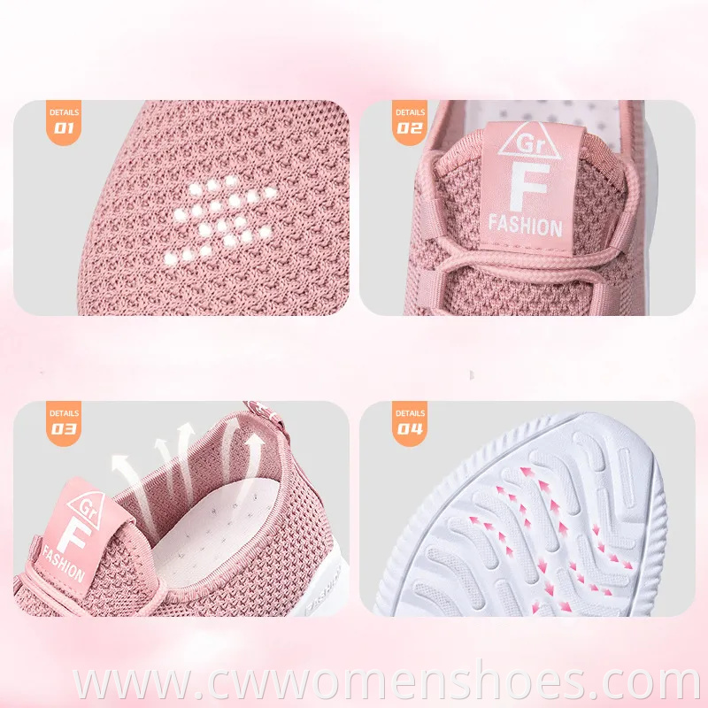 Wholesale Women's Running Shoes Fashion Slip on Walking Tennis Sneakers Lightweight Breathable Mesh Casual Sports Shoes